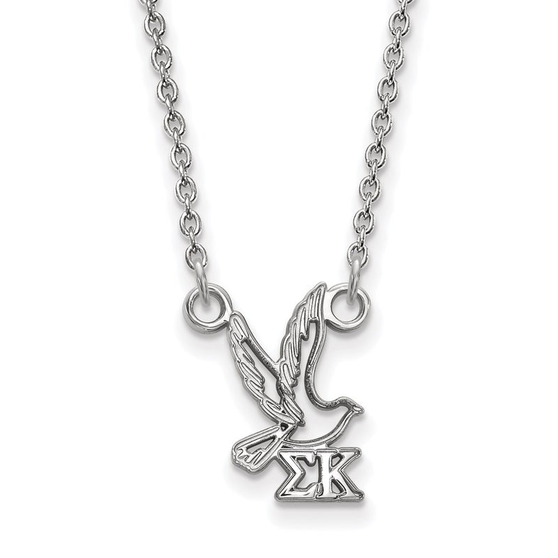 Sterling Silver Rhodium Plated Logoart Sigma Kappa Sorority Symbol Extra Small Pendant 18 Inch Necklace