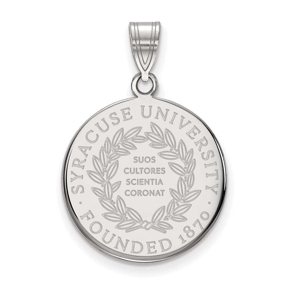 Sterling Silver Rhodium Plated Logoart Syracuse University Large Crest Pendant