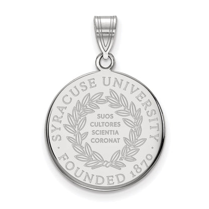 Sterling Silver Rhodium Plated Logoart Syracuse University Large Crest Pendant