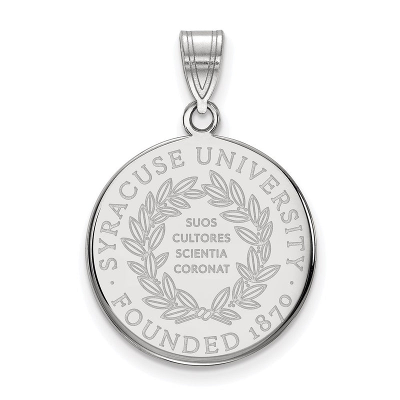 Sterling Silver Rhodium Plated Logoart Syracuse University Large Crest Pendant