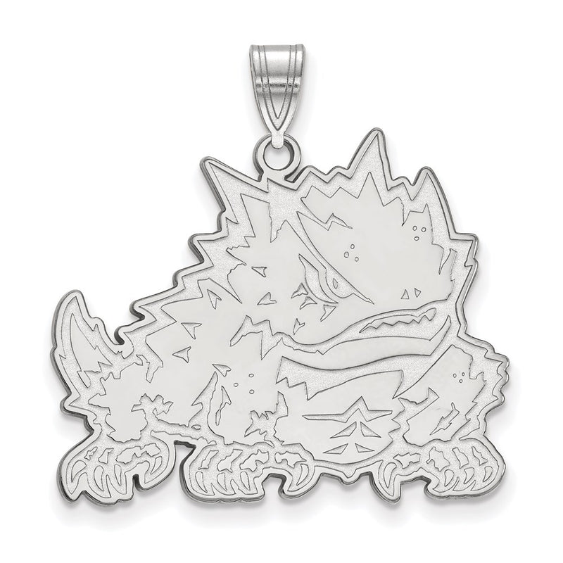 Sterling Silver Rhodium Plated Logoart Texas Christian University Horned Frog Extra Large Pendant