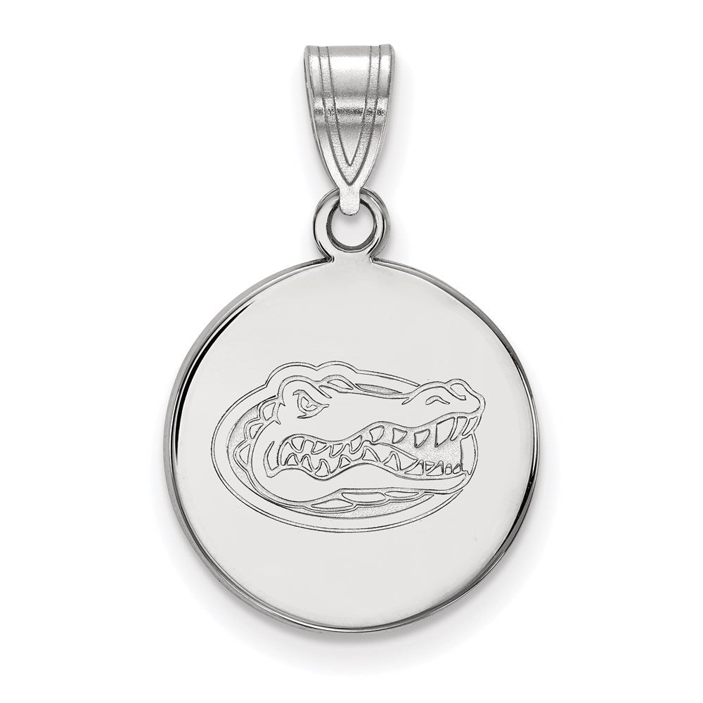 Sterling Silver Rhodium Plated Logoart University Of Florida Gator Medium Disc Pendant