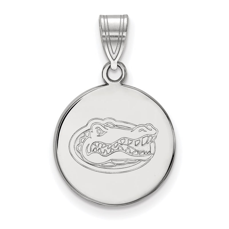 Sterling Silver Rhodium Plated Logoart University Of Florida Gator Medium Disc Pendant