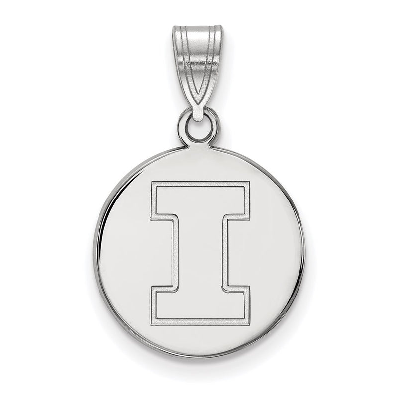 10K White Gold Logoart University Of Illinois Letter I Medium Disc Pendant