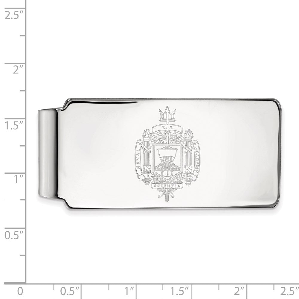 Sterling Silver Rhod-Pltd Logoart Us Naval Academy Crest Money Clip