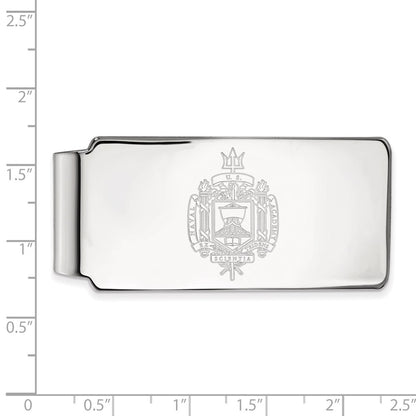 Sterling Silver Rhod-Pltd Logoart Us Naval Academy Crest Money Clip