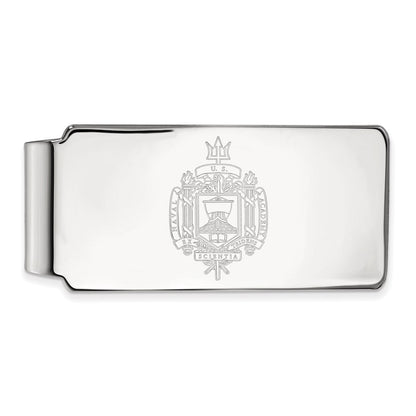 Sterling Silver Rhod-Pltd Logoart Us Naval Academy Crest Money Clip