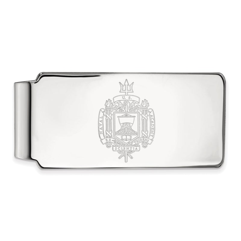 Sterling Silver Rhod-Pltd Logoart Us Naval Academy Crest Money Clip