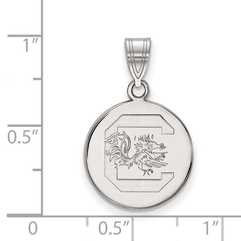 14K White Gold Logoart University Of South Carolina Medium Disc Pendant