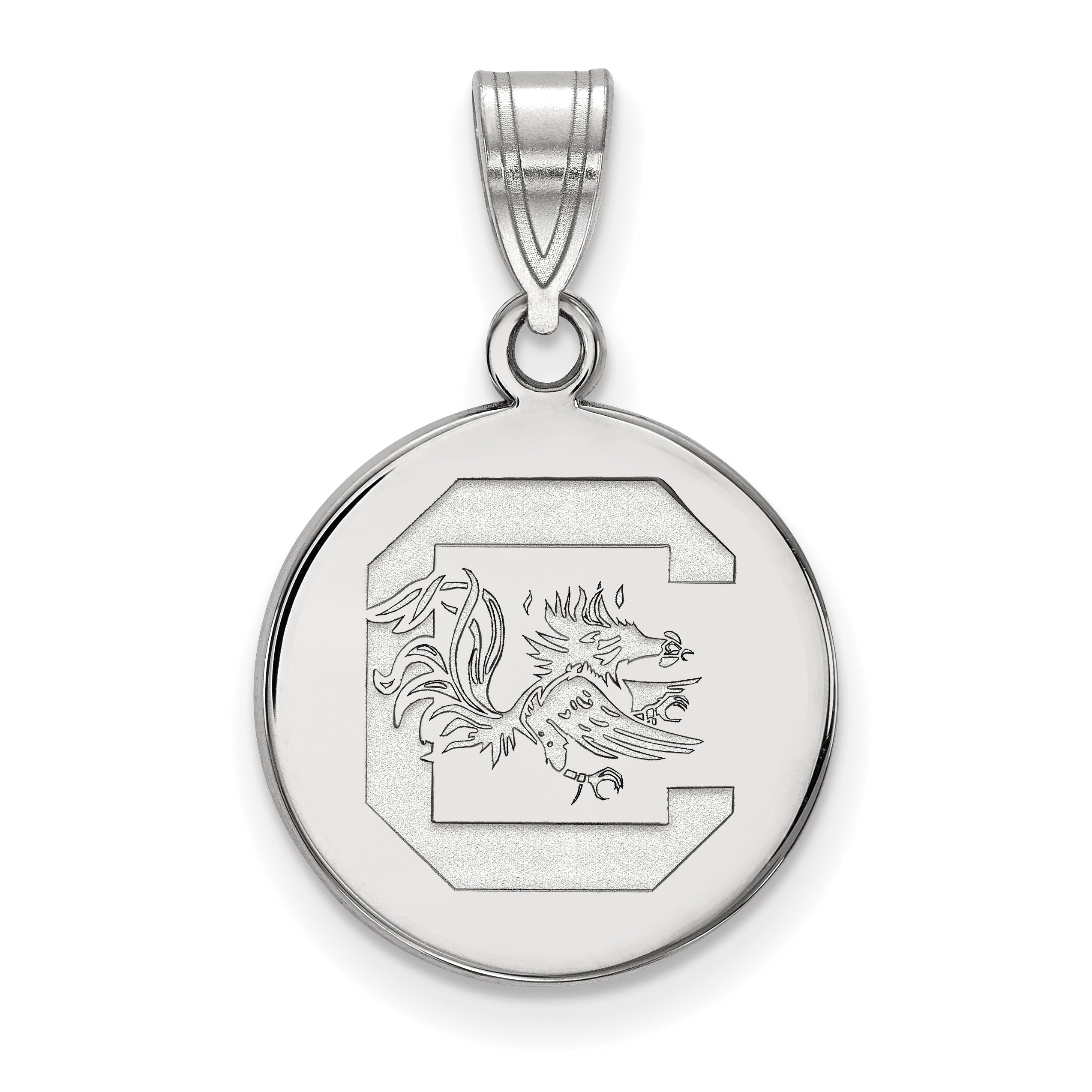 10K White Gold Logoart University Of South Carolina Medium Disc Pendant