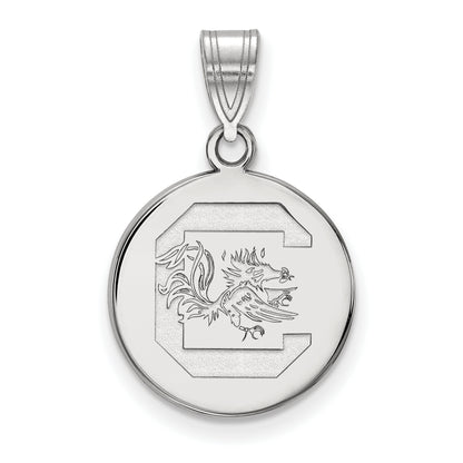 10K White Gold Logoart University Of South Carolina Medium Disc Pendant