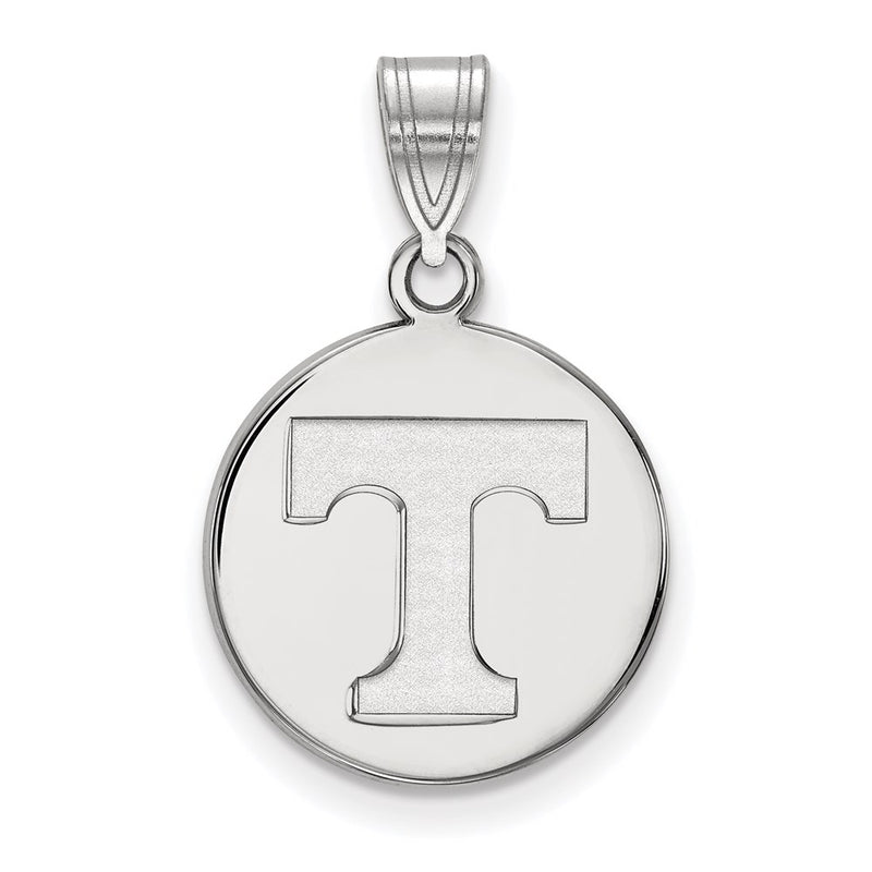 Sterling Silver Rhodium Plated Logoart University Of Tennessee Letter T Medium Disc Pendant