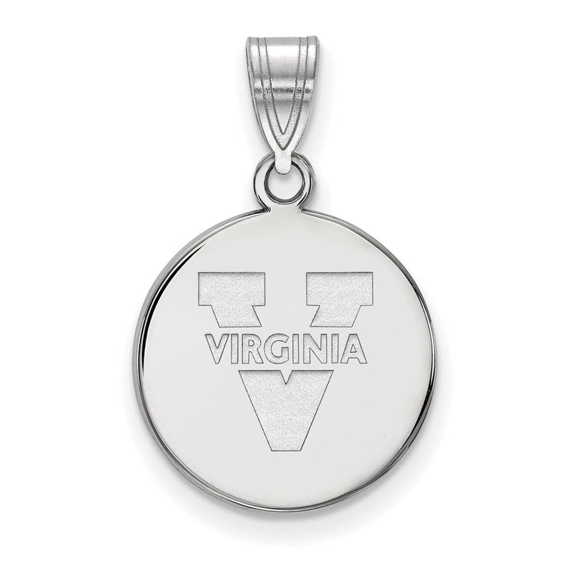Sterling Silver Rhodium Plated Logoart University Of Virginia Medium Disc Pendant