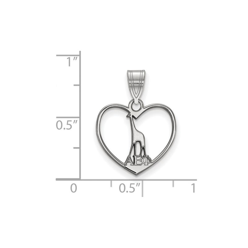 Sterling Silver Rhodium Plated Logoart Alpha Epsilon Phi Sorority Symbol Heart Pendant