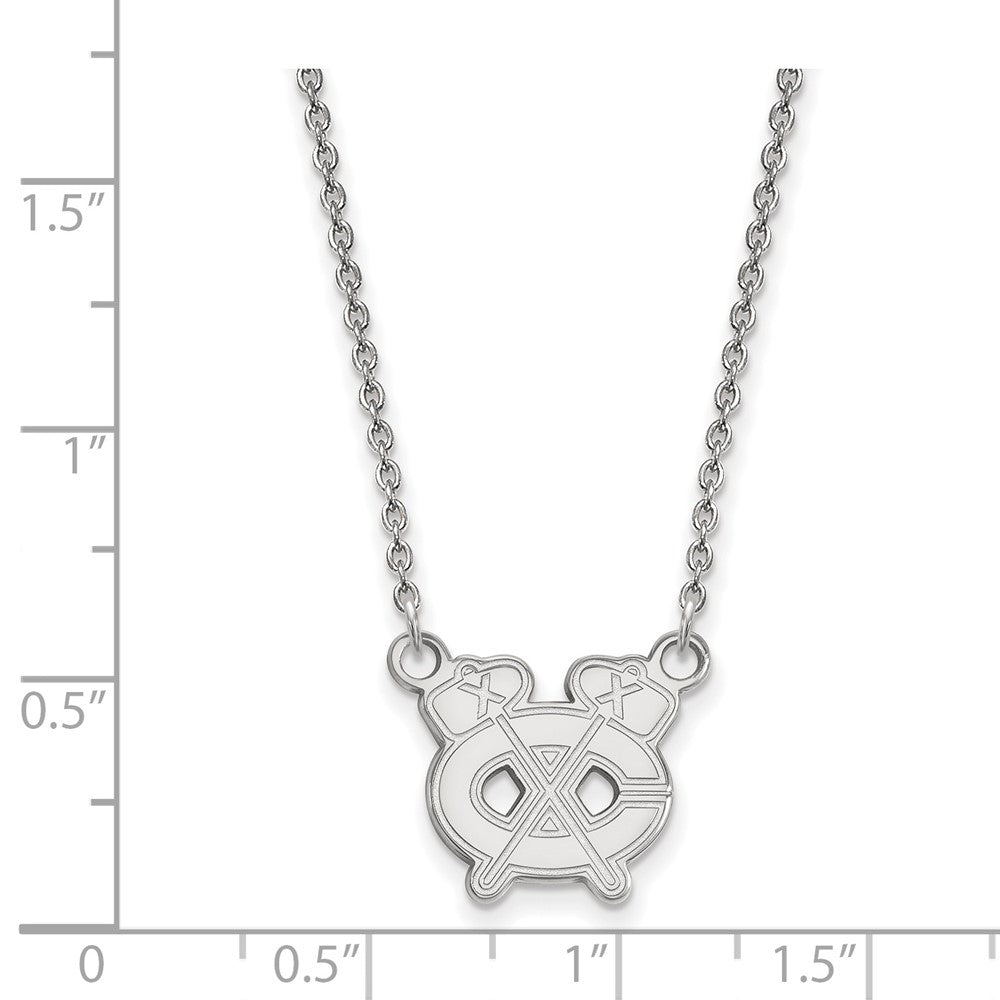 14K White Gold Nhl Logoart Chicago Blackhawks Letter C And Tomahawk Small Pendant 18 Inch Necklace