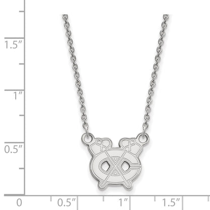 14K White Gold Nhl Logoart Chicago Blackhawks Letter C And Tomahawk Small Pendant 18 Inch Necklace