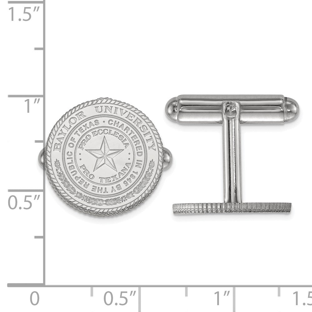 Sterling Silver Rhod-Pltd Logoart Baylor University Crest Cuff Links