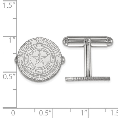 Sterling Silver Rhod-Pltd Logoart Baylor University Crest Cuff Links