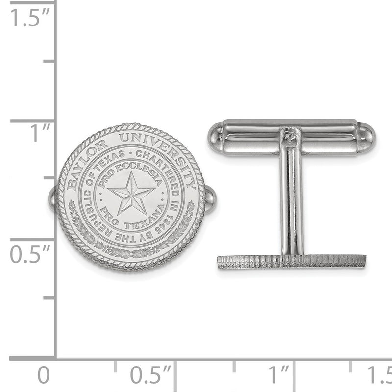 Sterling Silver Rhod-Pltd Logoart Baylor University Crest Cuff Links