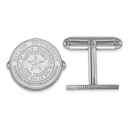 Sterling Silver Rhod-Pltd Logoart Baylor University Crest Cuff Links