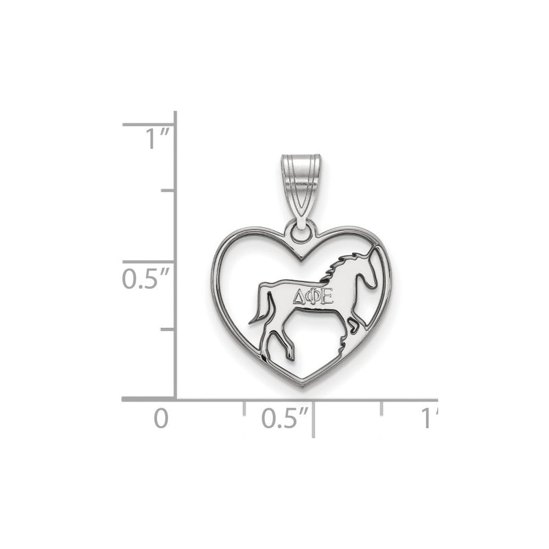 Sterling Silver Rhodium Plated Logoart Delta Phi Epsilon Sorority Symbol Heart Pendant