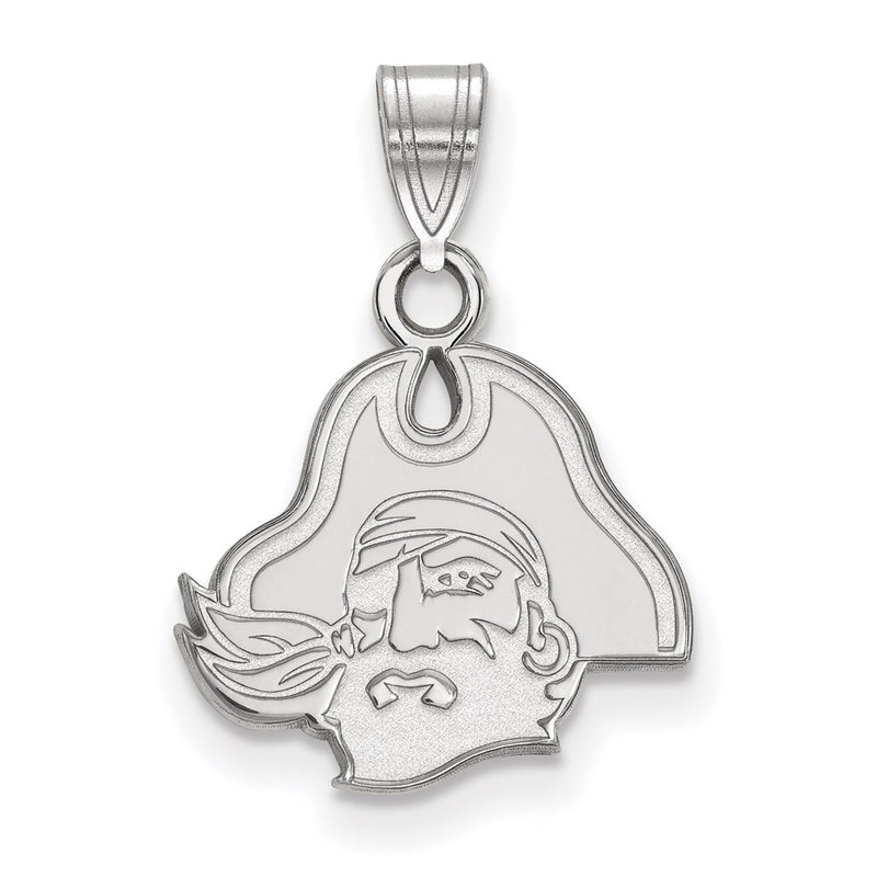 Sterling Silver Rhodium Plated Logoart East Carolina University Pirate Small Pendant