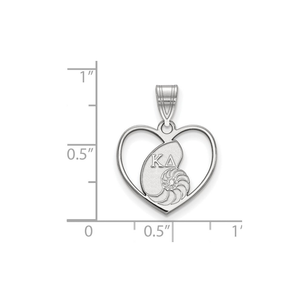 Sterling Silver Rhodium Plated Logoart Kappa Delta Sorority Symbol Heart Pendant