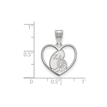 Sterling Silver Rhodium Plated Logoart Kappa Delta Sorority Symbol Heart Pendant