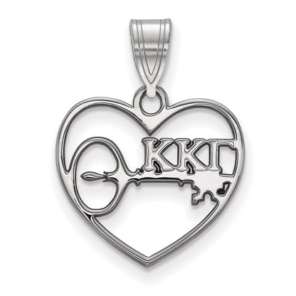 Sterling Silver Rhodium Plated Logoart Kappa Gamma Sorority Symbol Heart Pendant