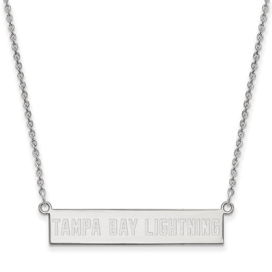 Sterling Silver Rhodium Plated Nhl Logoart Tampa Bay Lightning Small Bar 18 Inch Necklace