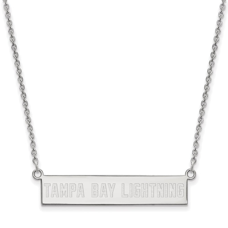 Sterling Silver Rhodium Plated Nhl Logoart Tampa Bay Lightning Small Bar 18 Inch Necklace