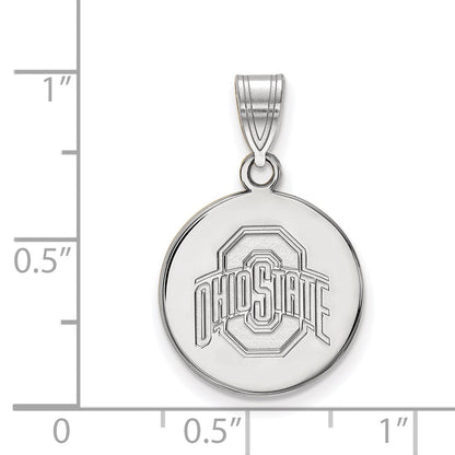 Sterling Silver Rhodium Plated Logoart The Ohio State University Medium Disc Pendant