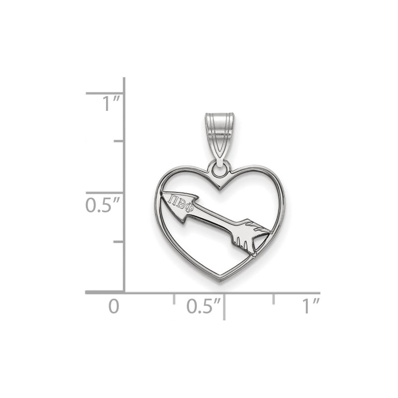 Sterling Silver Rhodium Plated Logoart Pi Beta Phi Sorority Symbol Heart Pendant