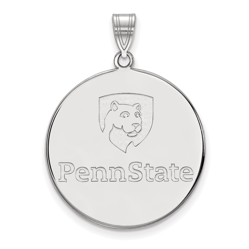 Sterling Silver Rhodium Plated Logoart Penn State University Extra Large Disc Pendant