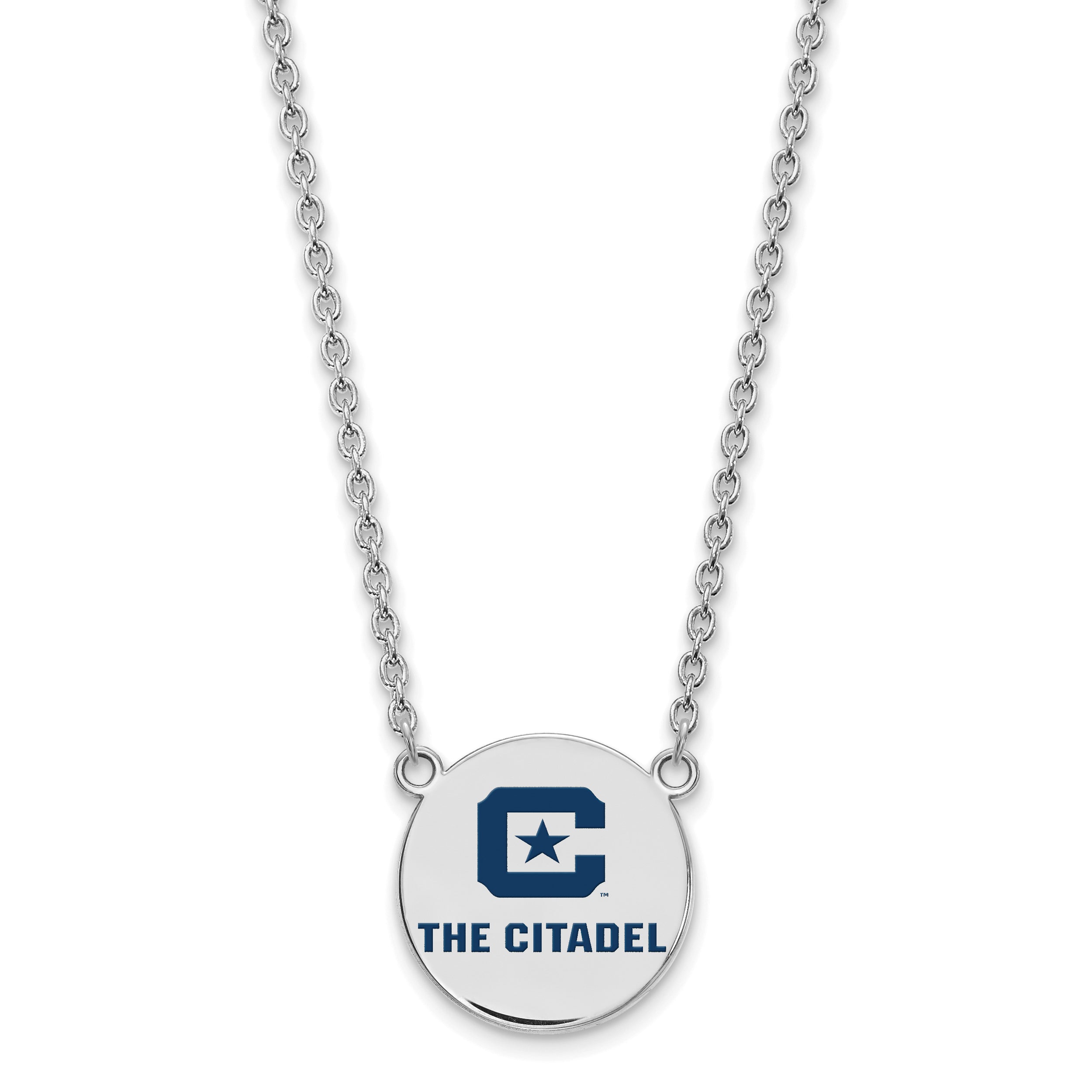 Sterling Silver S. Rh P Logoart The Citadel Large Enamel Pendant Necklace