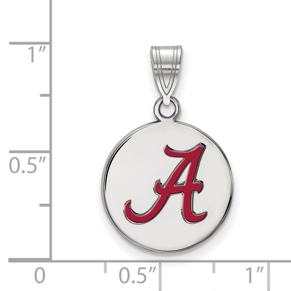 Sterling Silver Rhodium Plated Logoart University Of Alabama Letter A Medium Enameled Disc Pendant
