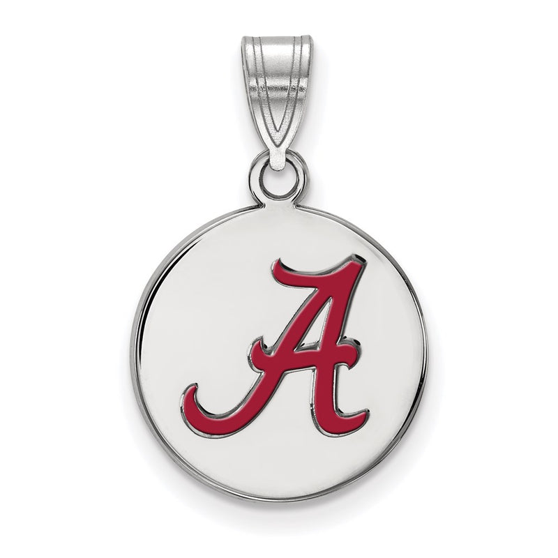Sterling Silver Rhodium Plated Logoart University Of Alabama Letter A Medium Enameled Disc Pendant