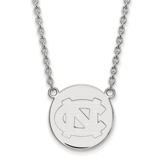 Sterling Silver Rhodium Plated Logoart University Of North Carolina Large Disc 18 Inch Necklace