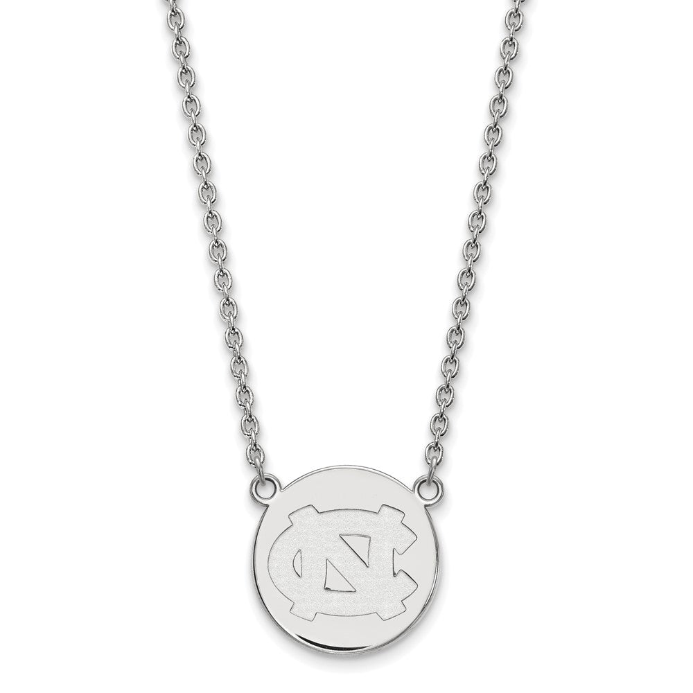 Sterling Silver Rhodium Plated Logoart University Of North Carolina Large Disc 18 Inch Necklace