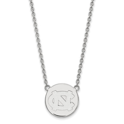 Sterling Silver Rhodium Plated Logoart University Of North Carolina Large Disc 18 Inch Necklace