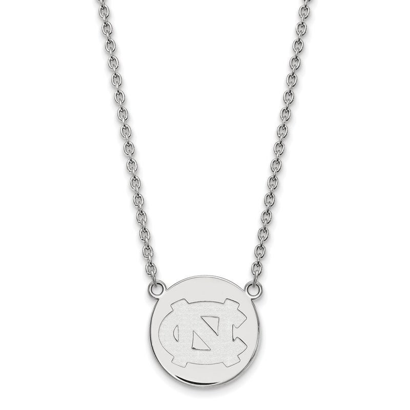 Sterling Silver Rhodium Plated Logoart University Of North Carolina Large Disc 18 Inch Necklace