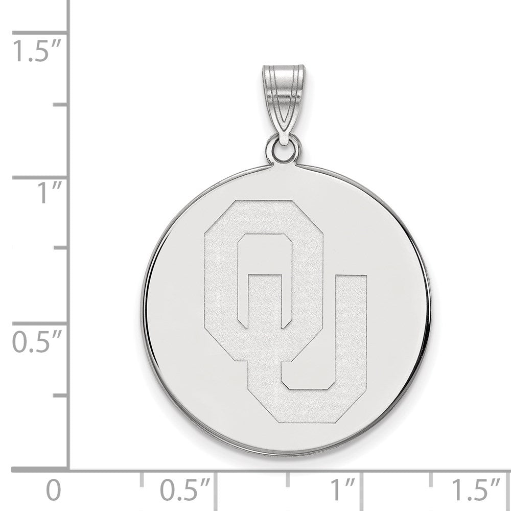 14K White Gold Logoart University Of Oklahoma O U Extra Large Disc Pendant