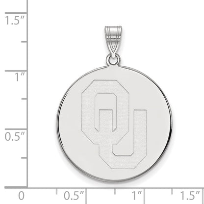 14K White Gold Logoart University Of Oklahoma O U Extra Large Disc Pendant