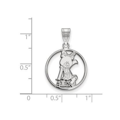 Sterling Silver Rhodium Plated Logoart Alpha Xi Delta Sorority Symbol Medium Circle Pendant