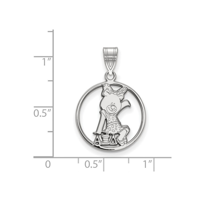 Sterling Silver Rhodium Plated Logoart Alpha Xi Delta Sorority Symbol Medium Circle Pendant