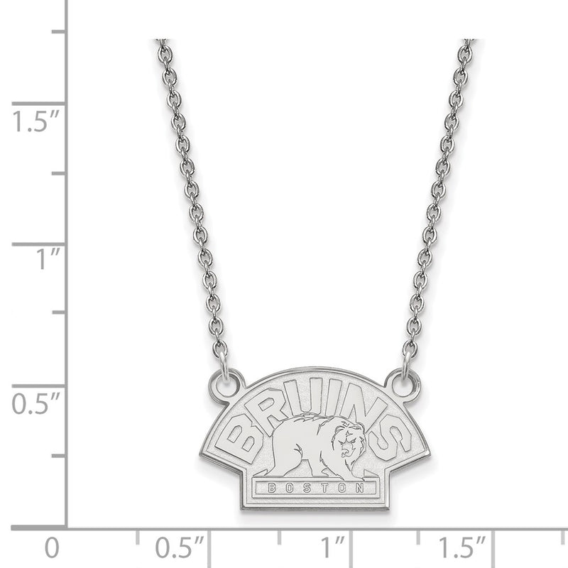 14K White Gold Nhl Logoart Boston Bruins Small Pendant 18 Inch Necklace