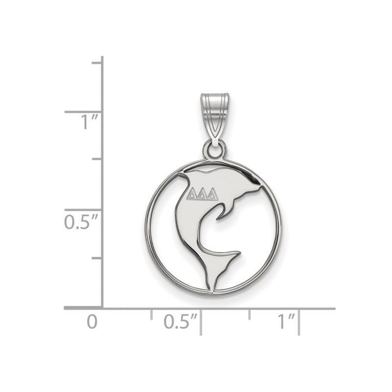 Sterling Silver Rhodium Plated Logoart Delta Sorority Symbol Medium Circle Pendant