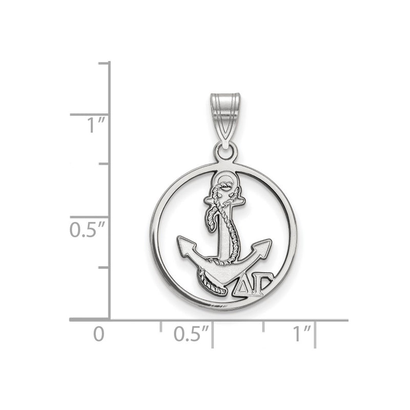 Sterling Silver Rhodium Plated Logoart Delta Gamma Sorority Symbol Medium Circle Pendant