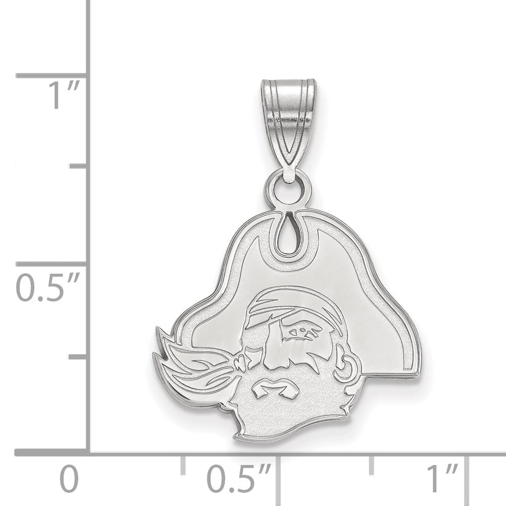 Sterling Silver Rhodium Plated Logoart East Carolina University Pirate Medium Pendant