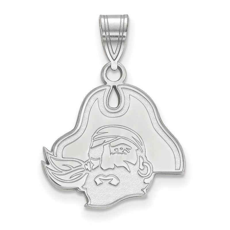 10K White Gold Logoart East Carolina University Pirate Medium Pendant